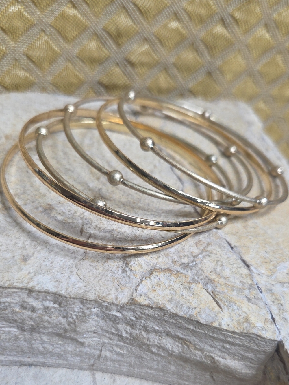 Elegant Gold-Tone Multi-Bangle Bracelet Set 8.5